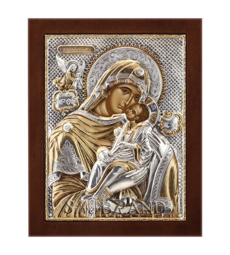Greek Orthodox Silver Icon Virgin Mary Ασημένια Εικόνα Παναγία Γλυκοφιλούσα Богородица c:35181471-225B